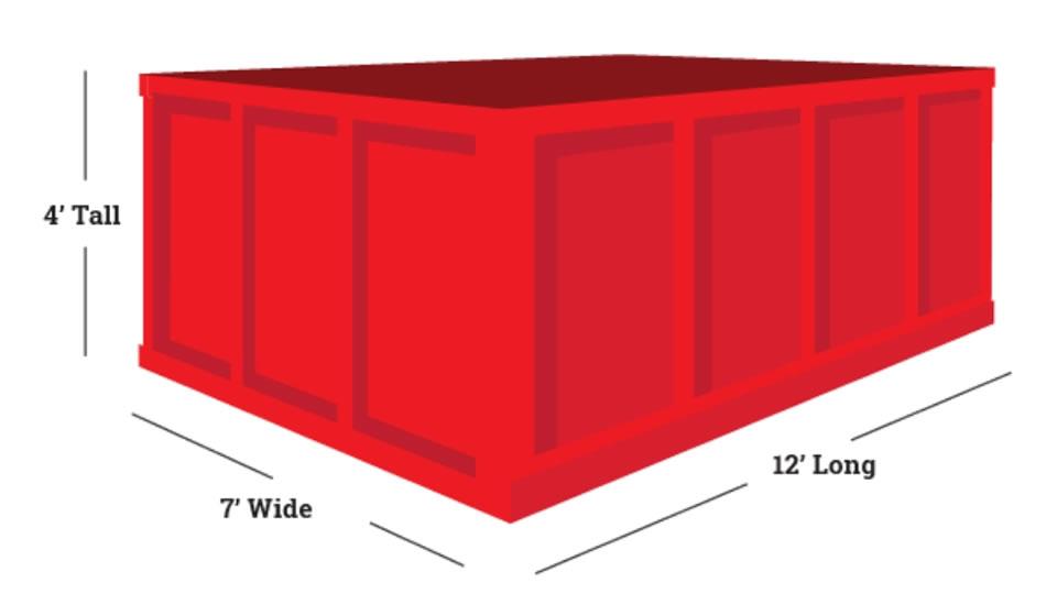 4'x7'x12' 40 Yard Dumpster Dimensions