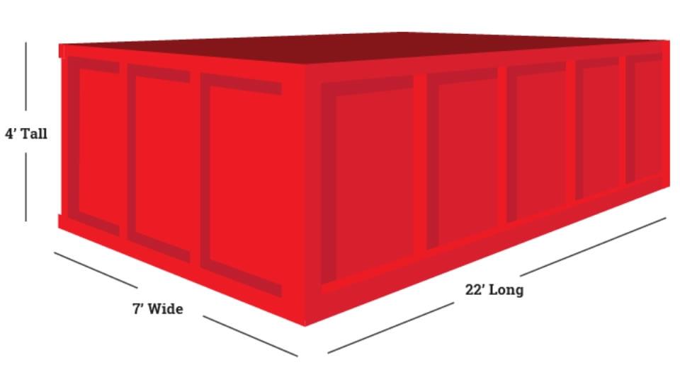 4'x7'x22' 40 Yard Dumpster Dimensions