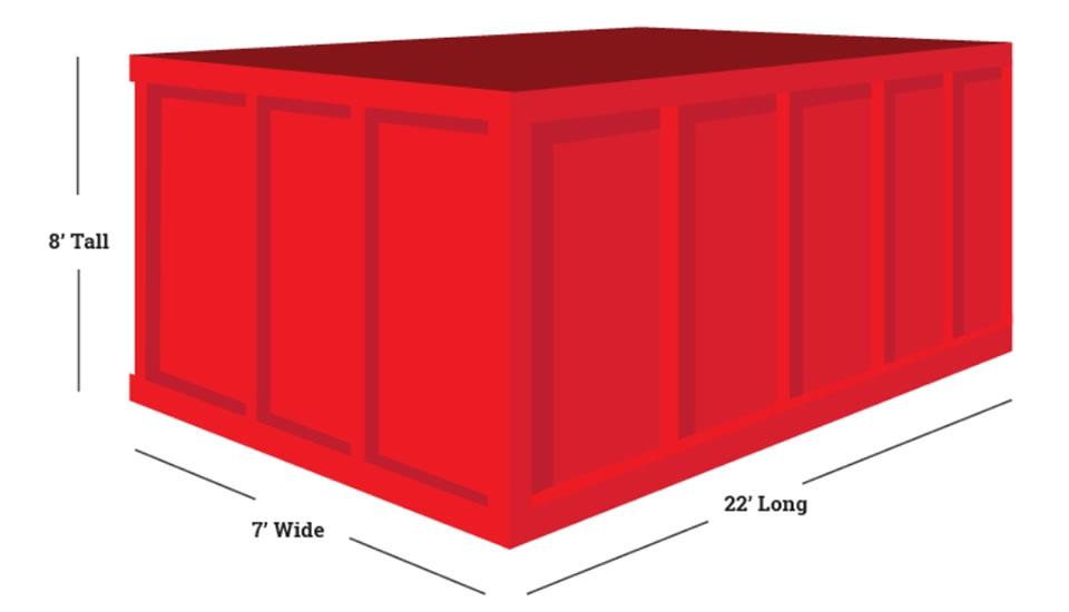 8'x7'x22' 40 Yard Dumpster Dimensions